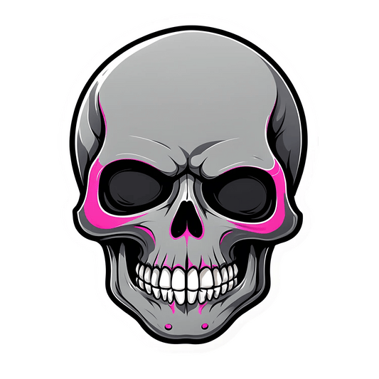Skull Sticker - Pink Neon-Glow Effect - Heat Press Transfer