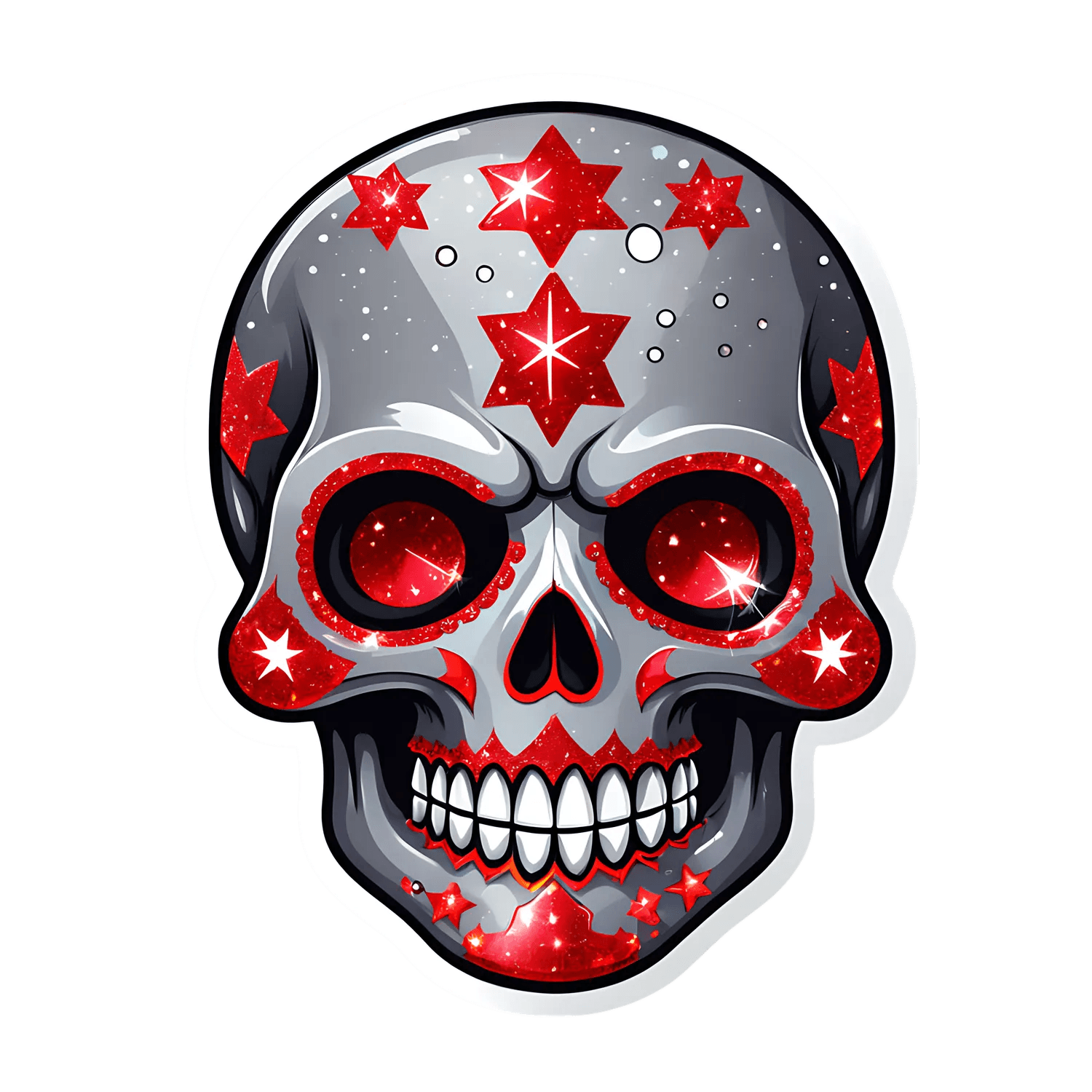 Skull Sticker - Red Star Decor - Heat Press Transfer
