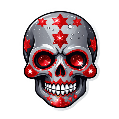 Skull Sticker - Red Star Decor - Heat Press Transfer