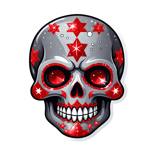 Skull Sticker - Red Star Decor - Heat Press Transfer