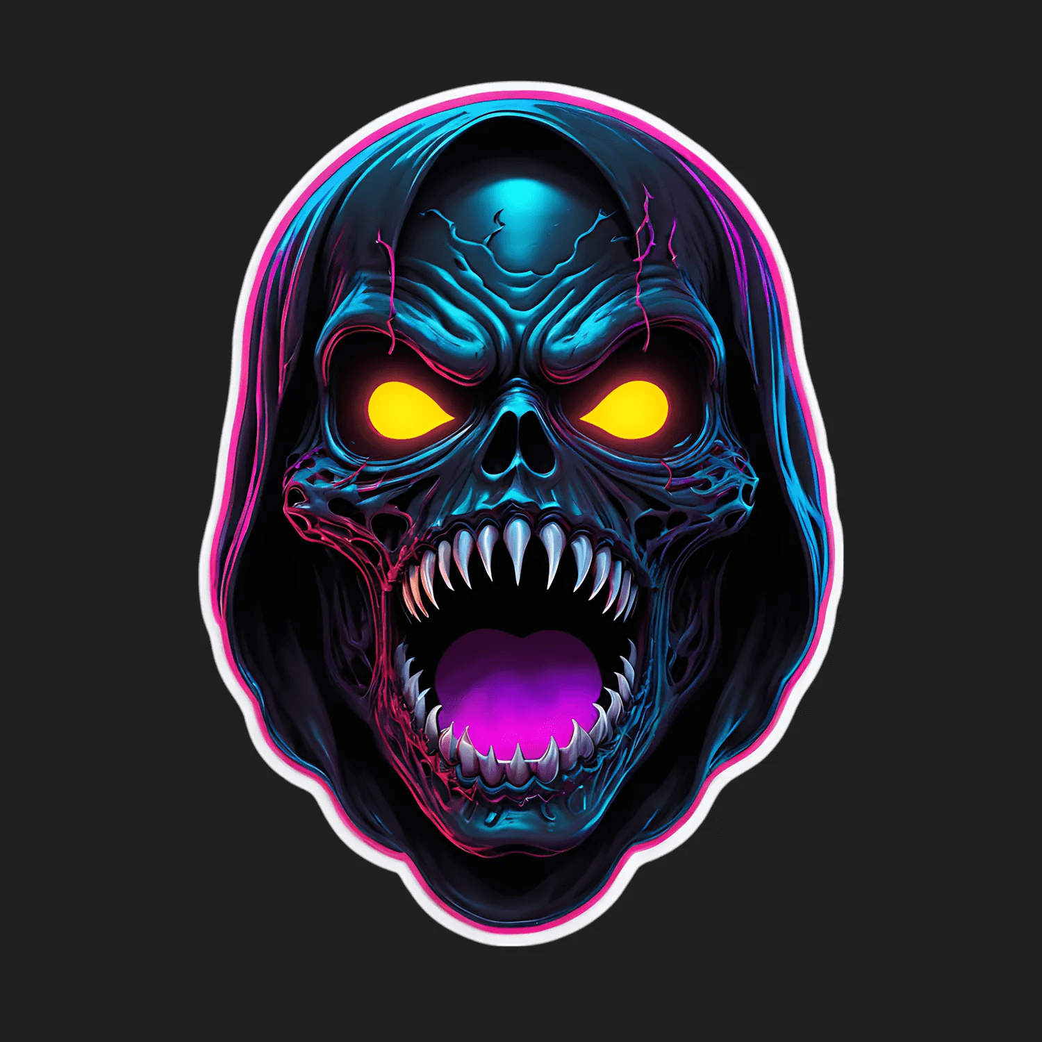 Skull UV Glow - Sticker - Heat Press Transfer