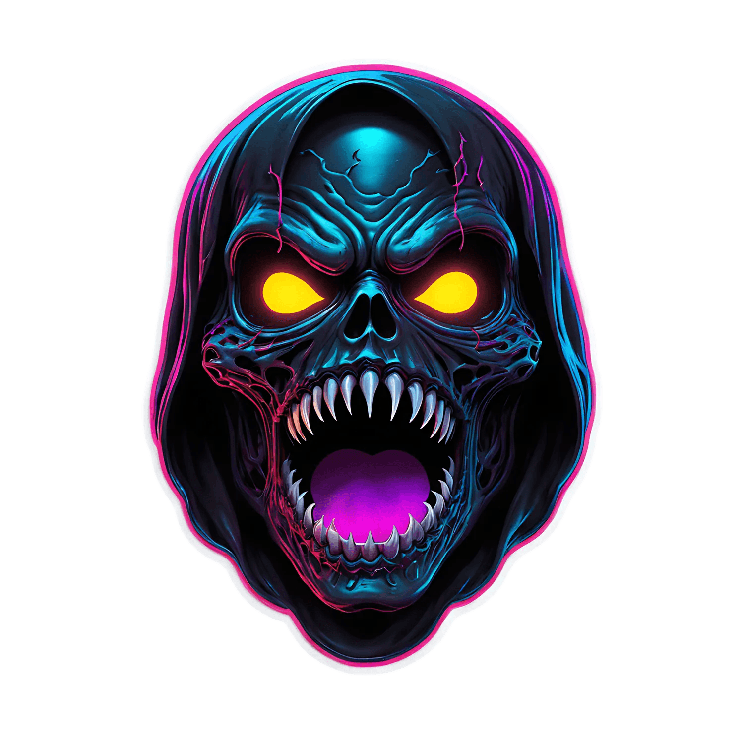 Skull UV Glow - Sticker - Heat Press Transfer