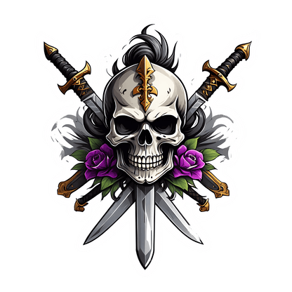 Skull and Swords - UV DTF Sticker - Heat Press Transfer