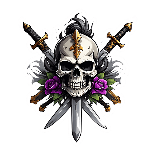Skull and Swords - UV DTF Sticker - Heat Press Transfer