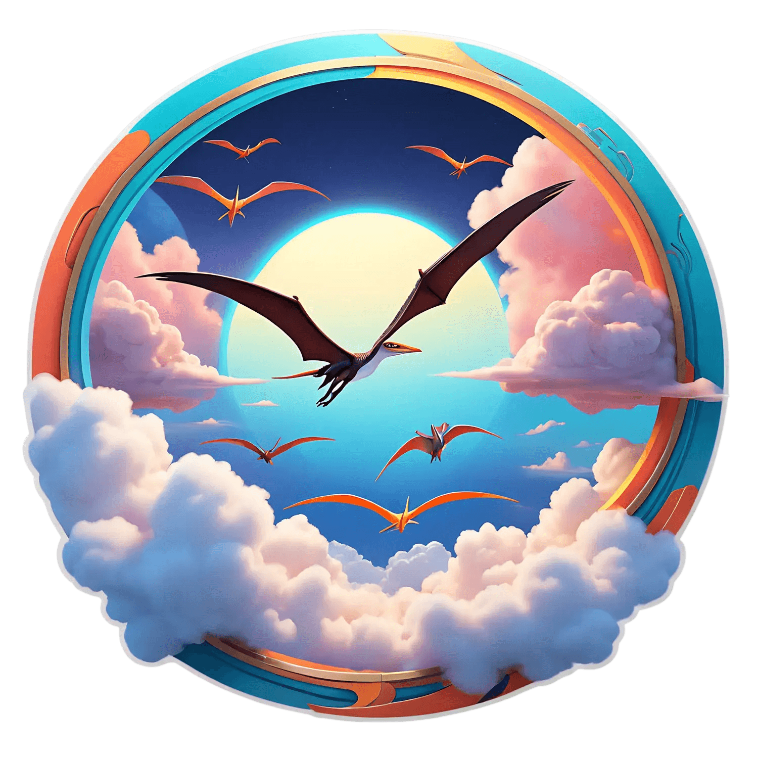 Sky Pterodactyl Sunrise - Sticker - Heat Press Transfer