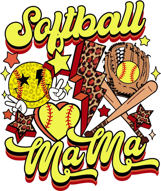 Softball Mama Design - DTF Ready To Press - Heat Press Transfer