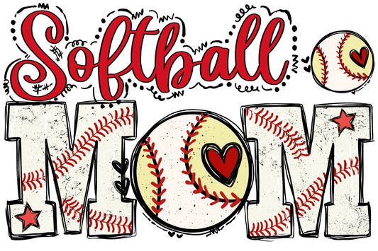 Softball Mom Design - DTF Ready To Press - Heat Press Transfer