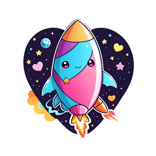 Space Rocket - Kawaii Sticker - Heat Press Transfer