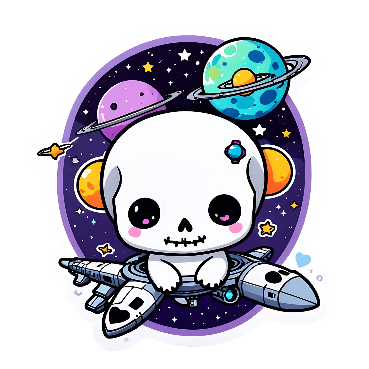 Space Skull - UV DTF Sticker - Heat Press Transfer