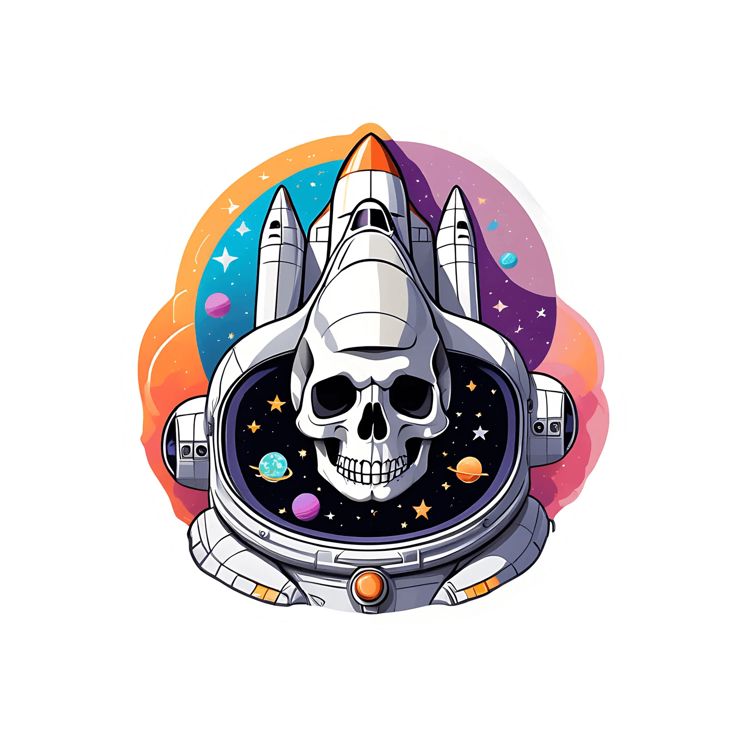 Space Skull Sticker - Galactic Adventure - Heat Press Transfer