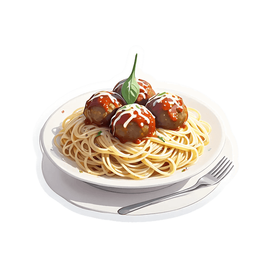 Spaghetti Meatballs - Italian Cuisine Sticker - Heat Press Transfer