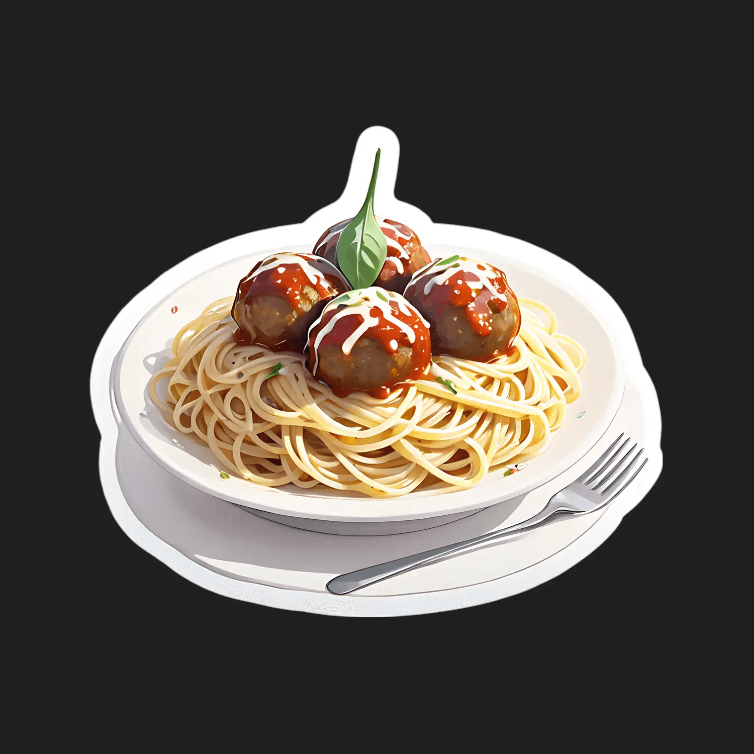 Spaghetti Meatballs - Italian Cuisine Sticker - Heat Press Transfer