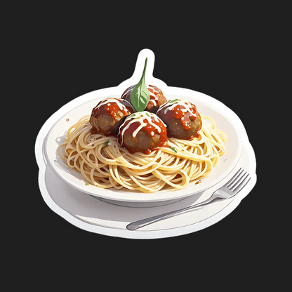 Spaghetti Meatballs - Italian Cuisine Sticker - Heat Press Transfer