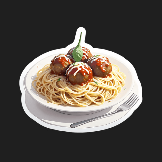 Spaghetti Meatballs - Italian Cuisine Sticker - Heat Press Transfer