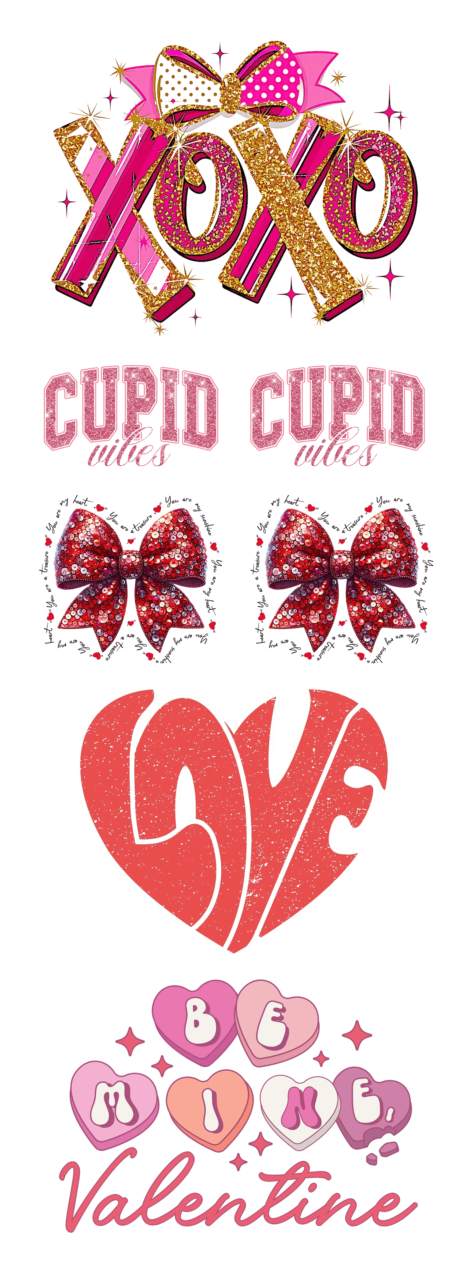 Sparkle & Love: Valentine’s Day DTF Gang Sheet 22"x60" Premade DTF Gang Sheet - Heat Press Transfer