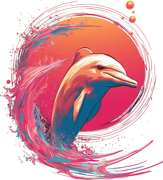 Splash Dolphin Art - DTF Ready to Press - Heat Press Transfer