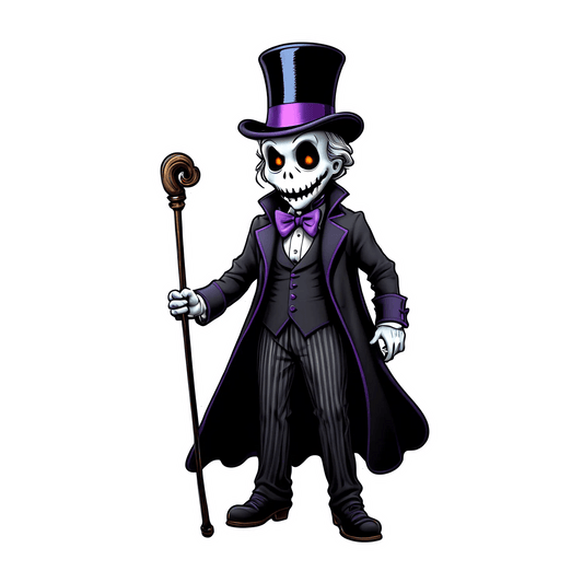 Spooky Skeleton Gentleman - UV Sticker - Heat Press Transfer