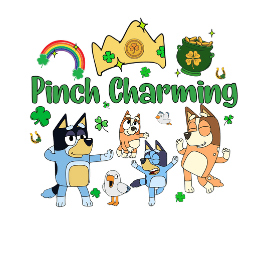 St Patrick's Day Bluey Pinch Charming - DTF Ready To Press - Heat Press Transfer