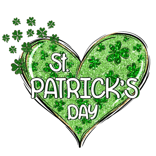 St Patrick's Day Heart Design - DTF Ready To Press - Heat Press Transfer