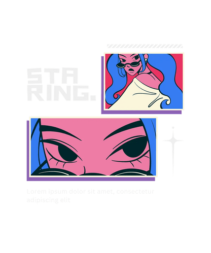 Staring Pop Art - DTF Ready to Press - Heat Press Transfer