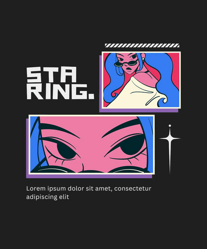 Staring Pop Art - DTF Ready to Press - Heat Press Transfer