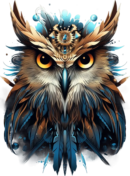 Steampunk Owl - DTF Ready to Press - Heat Press Transfer