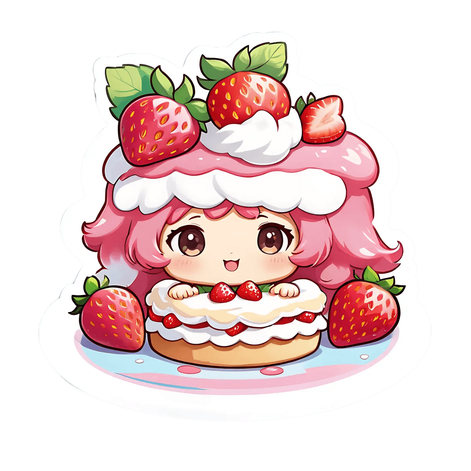 Strawberry Cake Girl - Sticker - Heat Press Transfer