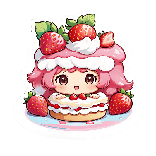 Strawberry Cake Girl - Sticker - Heat Press Transfer