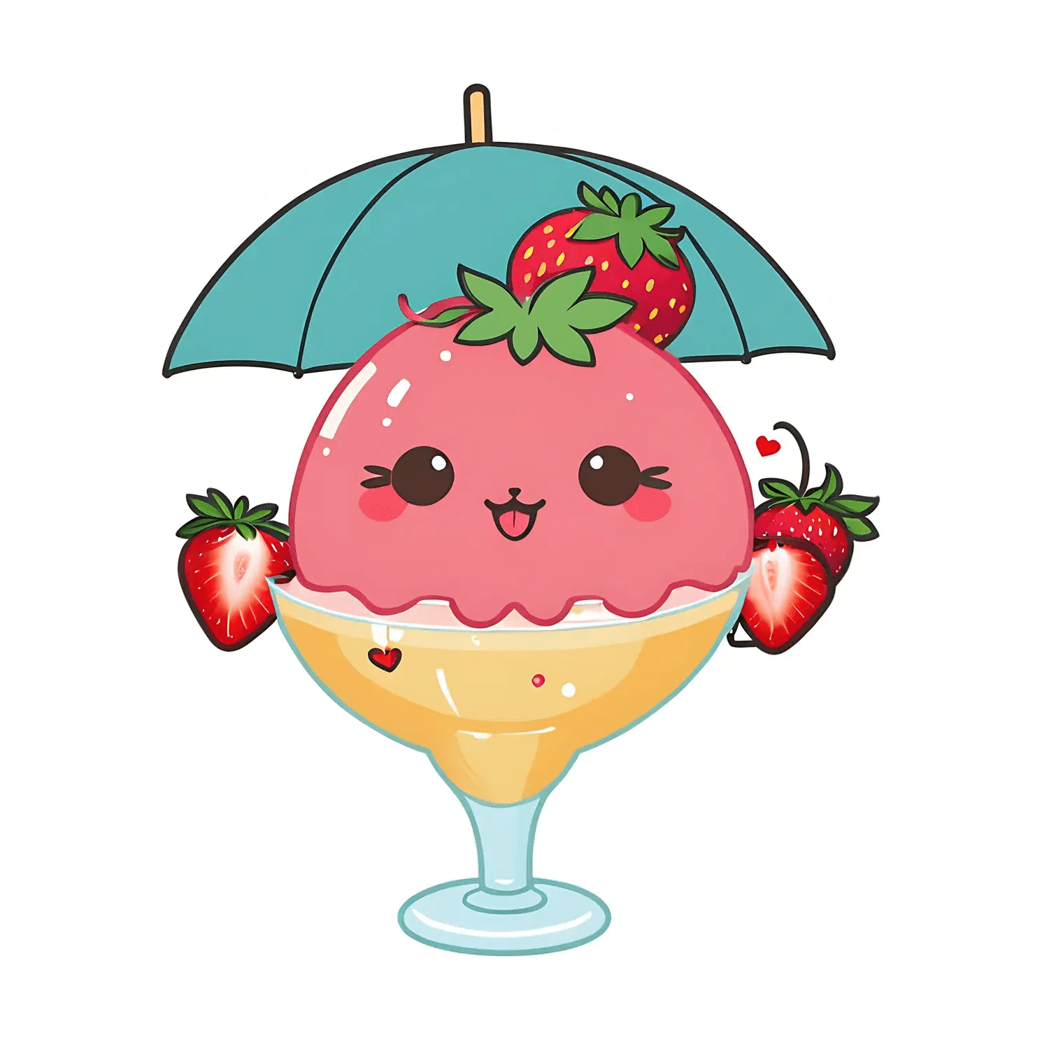 Strawberry Dessert Sticker - Cute Summer Treat - Heat Press Transfer