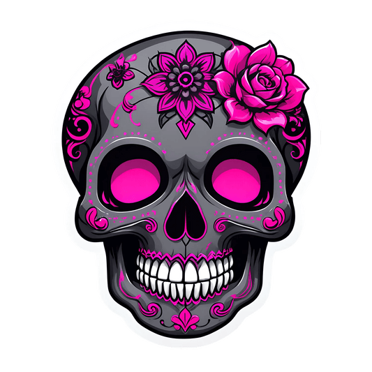 Sugar Skull - Floral Sticker - Heat Press Transfer