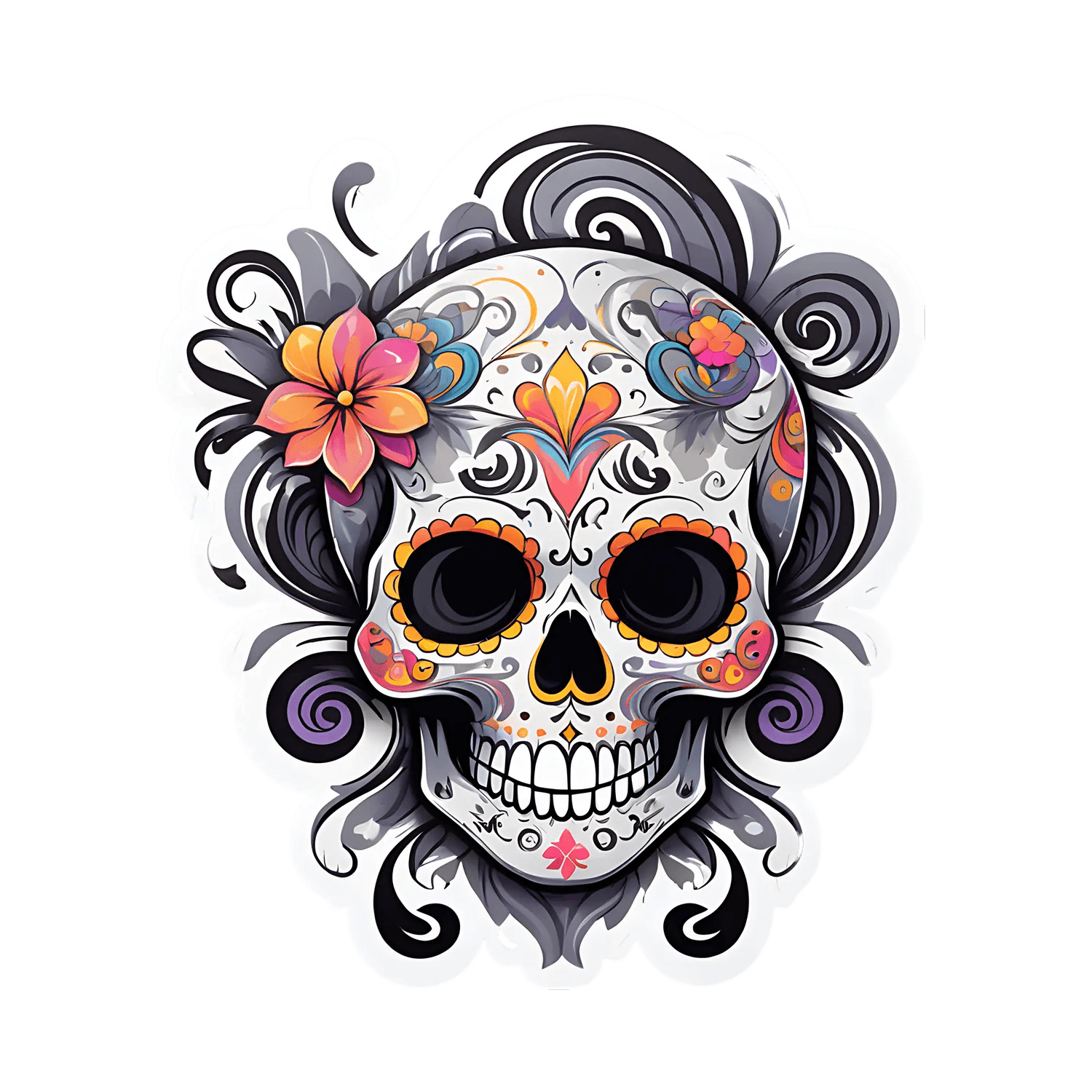Sugar Skull Art - Sticker - Heat Press Transfer