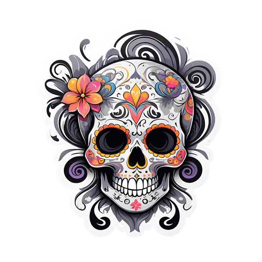Sugar Skull Art - Sticker - Heat Press Transfer