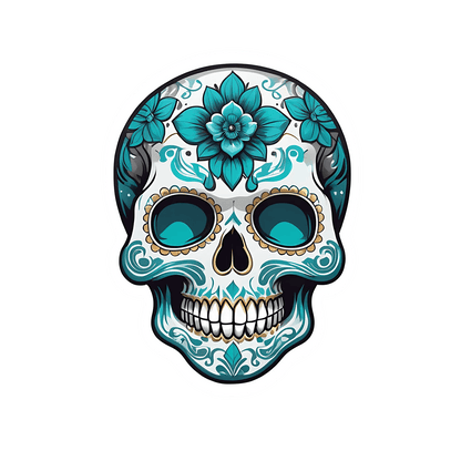 Sugar Skull Decor - Floral Sticker - Heat Press Transfer