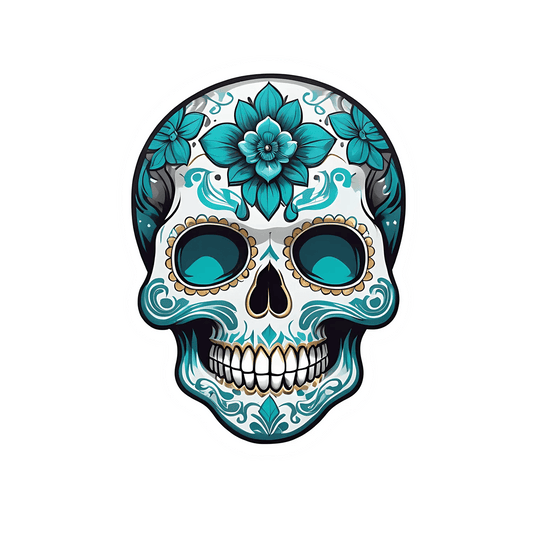 Sugar Skull Decor - Floral Sticker - Heat Press Transfer
