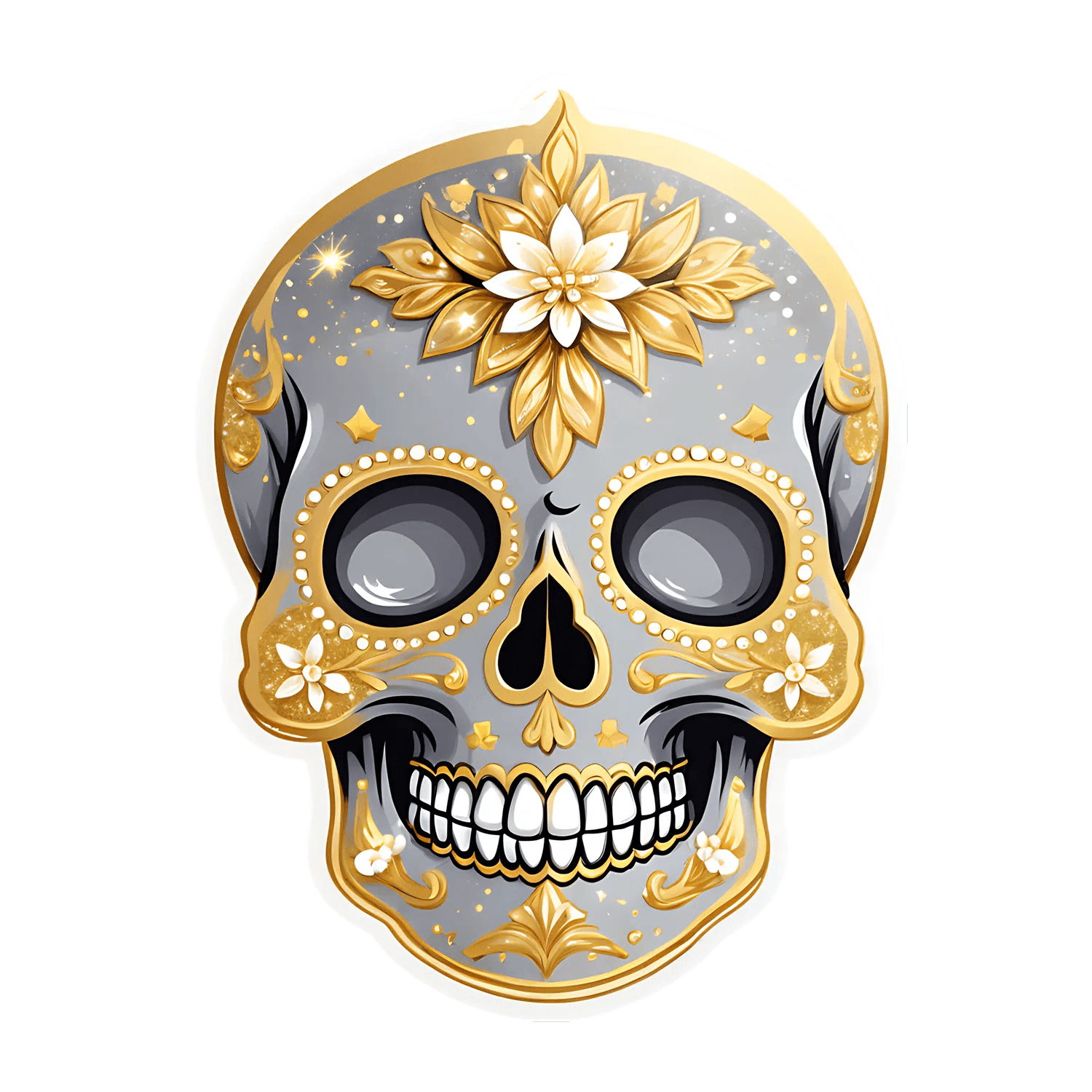 Sugar Skull Sticker - Decorative UV DTF - Heat Press Transfer