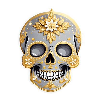 Sugar Skull Sticker - Decorative UV DTF - Heat Press Transfer