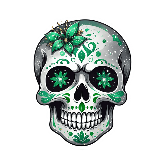 Sugar Skull Sticker - UV-Reflective Design - Heat Press Transfer