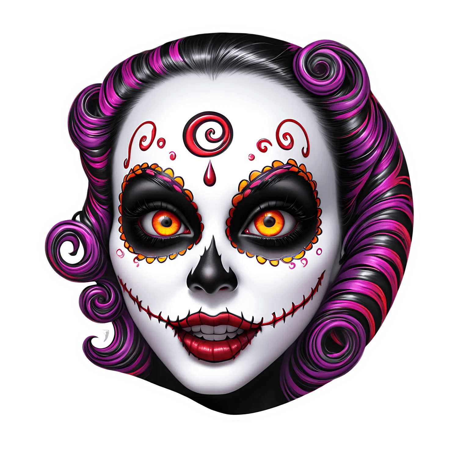Sugar Skull Sticker - UV Printed Design - Heat Press Transfer