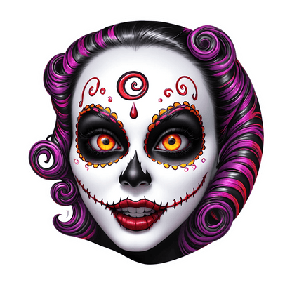 Sugar Skull Sticker - UV Printed Design - Heat Press Transfer