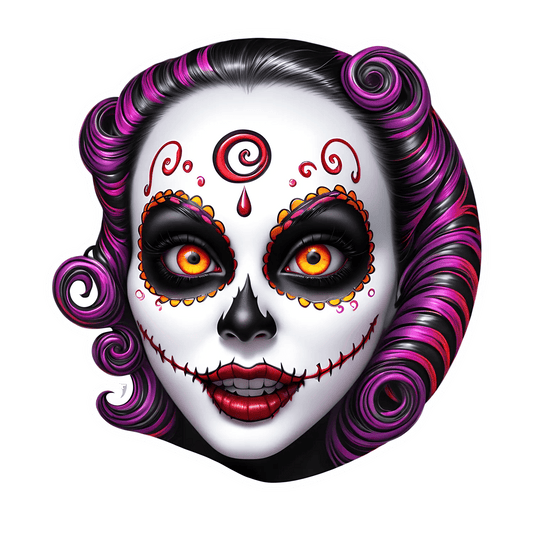 Sugar Skull Sticker - UV Printed Design - Heat Press Transfer