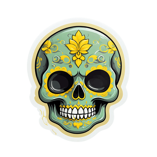 Sugar Skull Sticker - Unique Floral Design - Heat Press Transfer