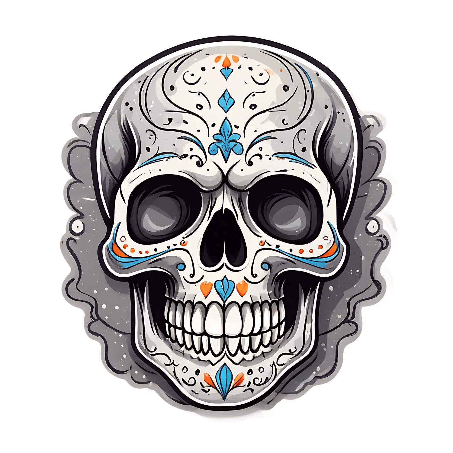 Sugar Skull Sticker - Vibrant Decorative Decal - Heat Press Transfer
