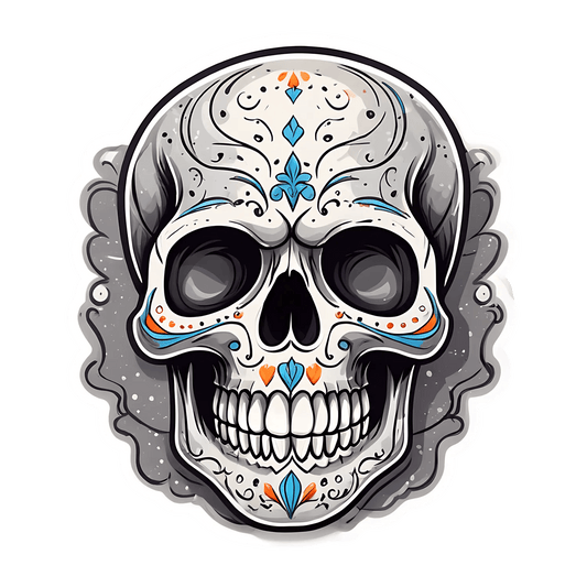 Sugar Skull Sticker - Vibrant Decorative Decal - Heat Press Transfer