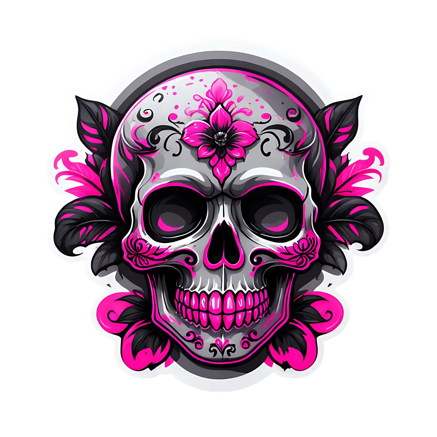 Sugar Skull Sticker - Vibrant Gothic Design - Heat Press Transfer