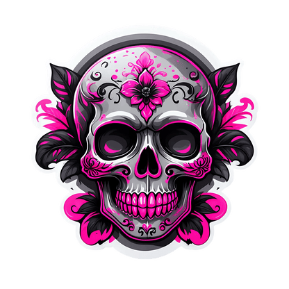 Sugar Skull Sticker - Vibrant Gothic Design - Heat Press Transfer