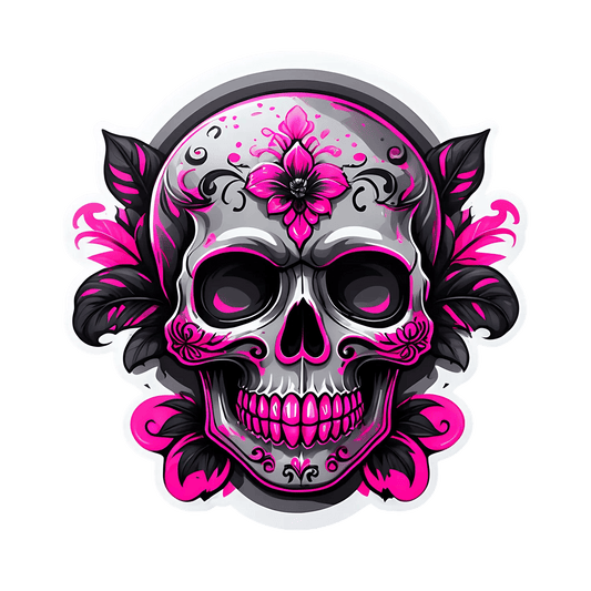 Sugar Skull Sticker - Vibrant Gothic Design - Heat Press Transfer