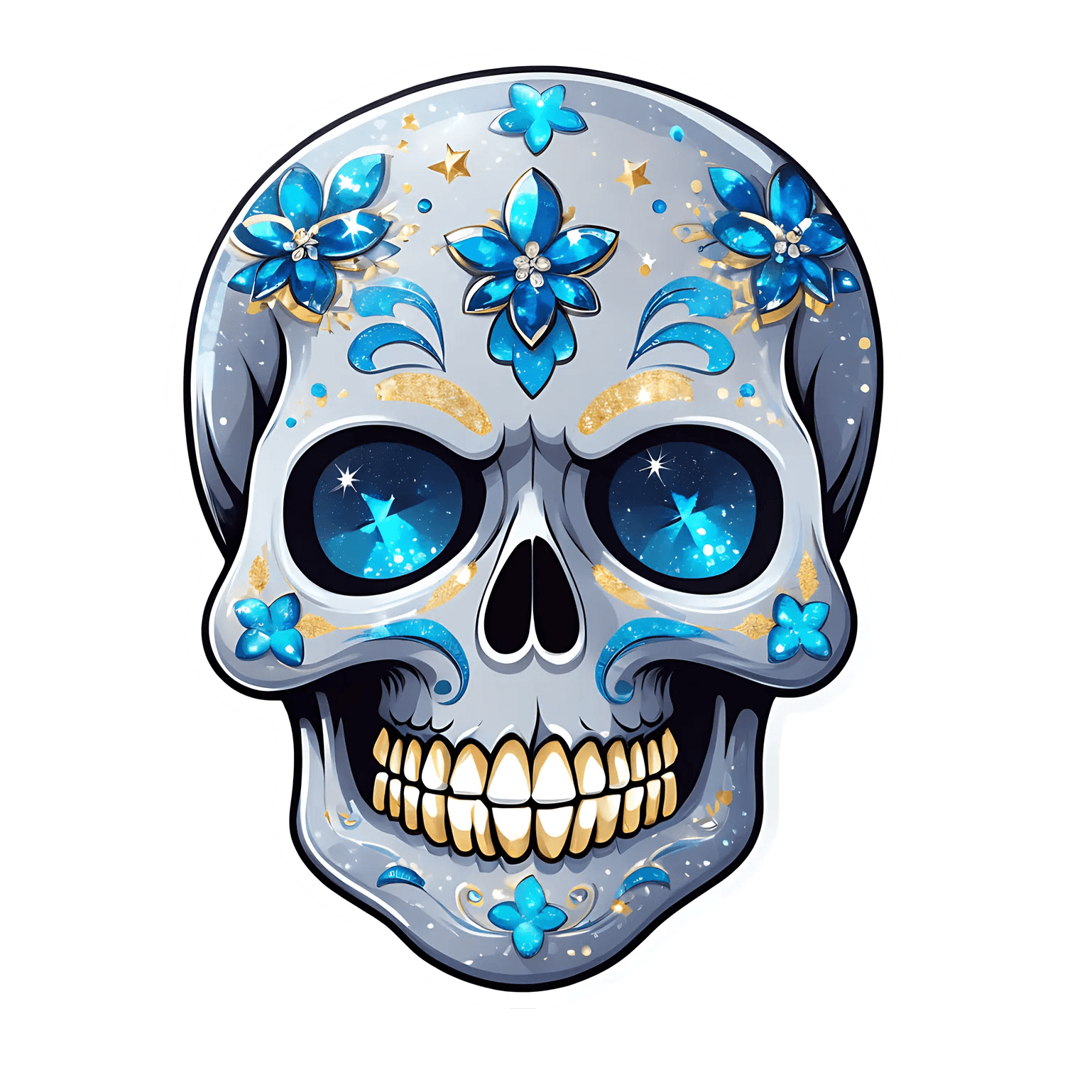 Sugar Skull UV Sticker - Decorative Adornment - Heat Press Transfer