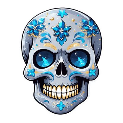 Sugar Skull UV Sticker - Decorative Adornment - Heat Press Transfer