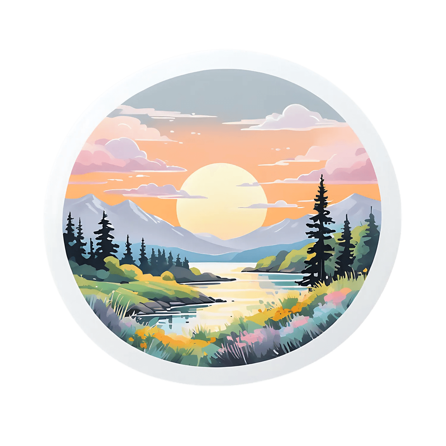 Sunset Scenery Sticker - Vibrant UV DTF - Heat Press Transfer
