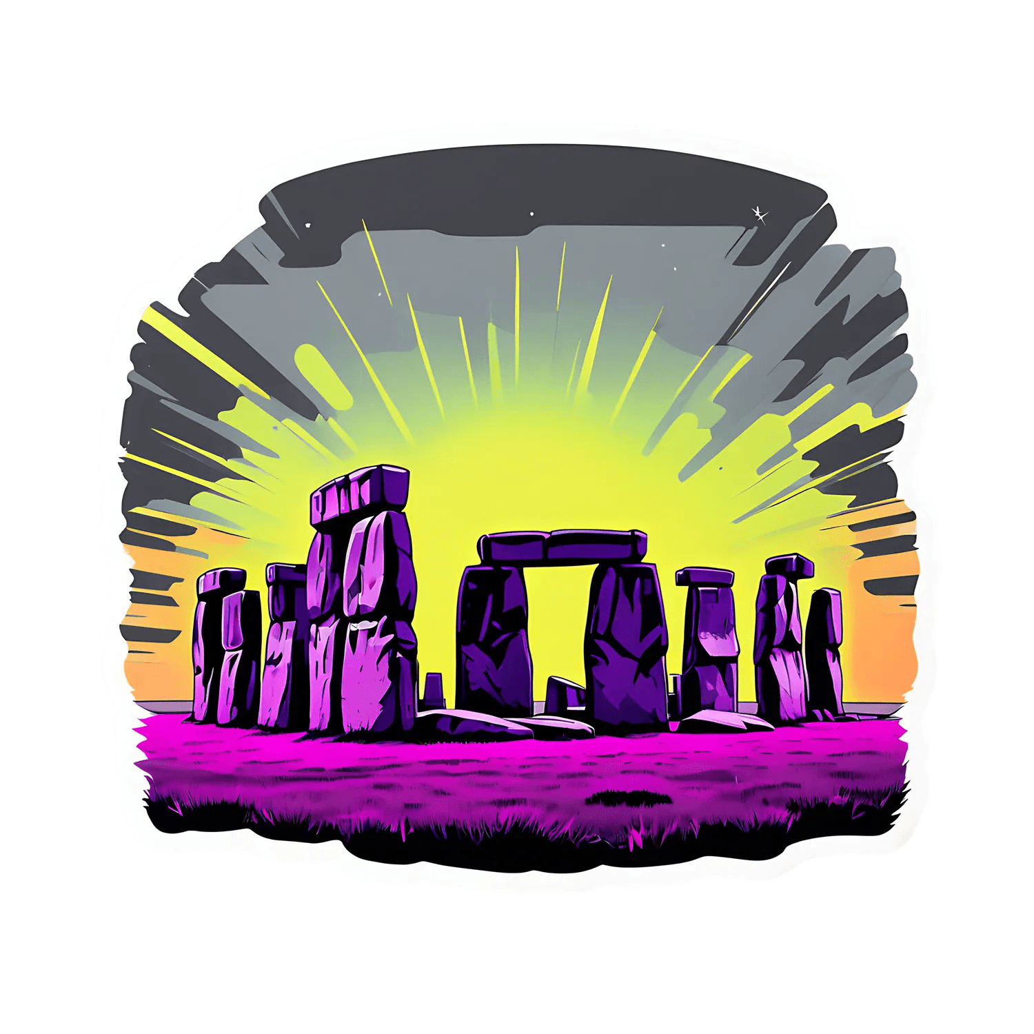 Sunset Stonehenge - Sticker - Heat Press Transfer